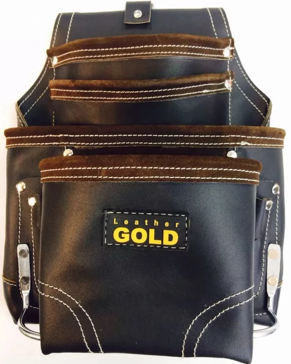 Leather Gold SUPREME ,Ten Pocket, Oil Tanned, Tool Pouch, With, Hammer Holders