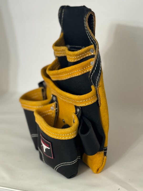 Oil Tanned Leather Pouch With Extra Big Pockets For Nails And Tools