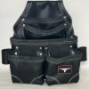 Oil Tanned Leather Pouch With Extra Big Pockets For Nails And Tools