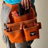 Oil Tanned Leather Pouch With Extra Big Pockets For Nails And Tools