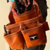Oil Tanned Leather Pouch With Extra Big Pockets For Nails And Tools