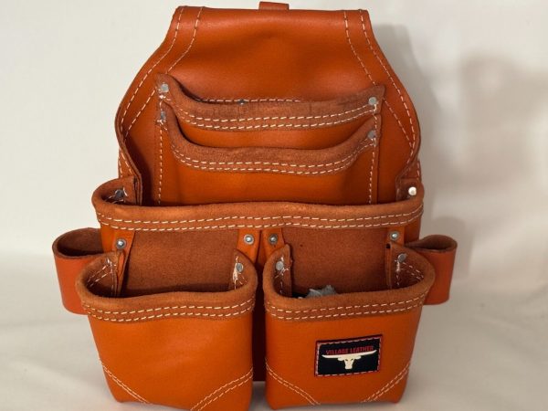 Oil Tanned Leather Pouch With Extra Big Pockets For Nails And Tools