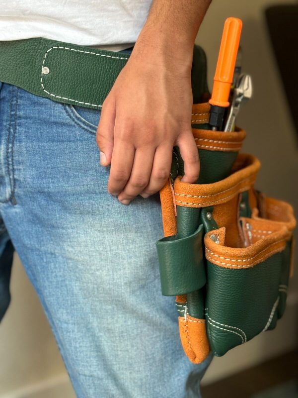 Top Grain Tool  Pouch With Extra Big Pockets For Nails  with Foam Padded belt