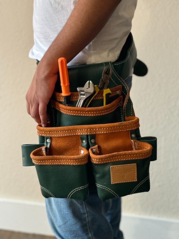 Top Grain Tool  Pouch With Extra Big Pockets For Nails  with Foam Padded belt