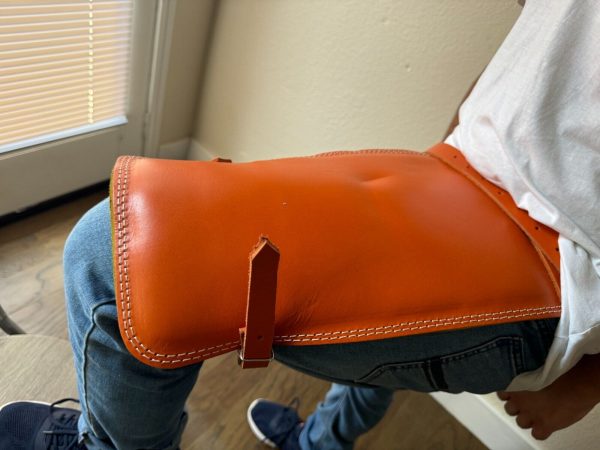 Village  Leather - bricks  Worker/ Chaps With foam padded , Adjustable Belt!