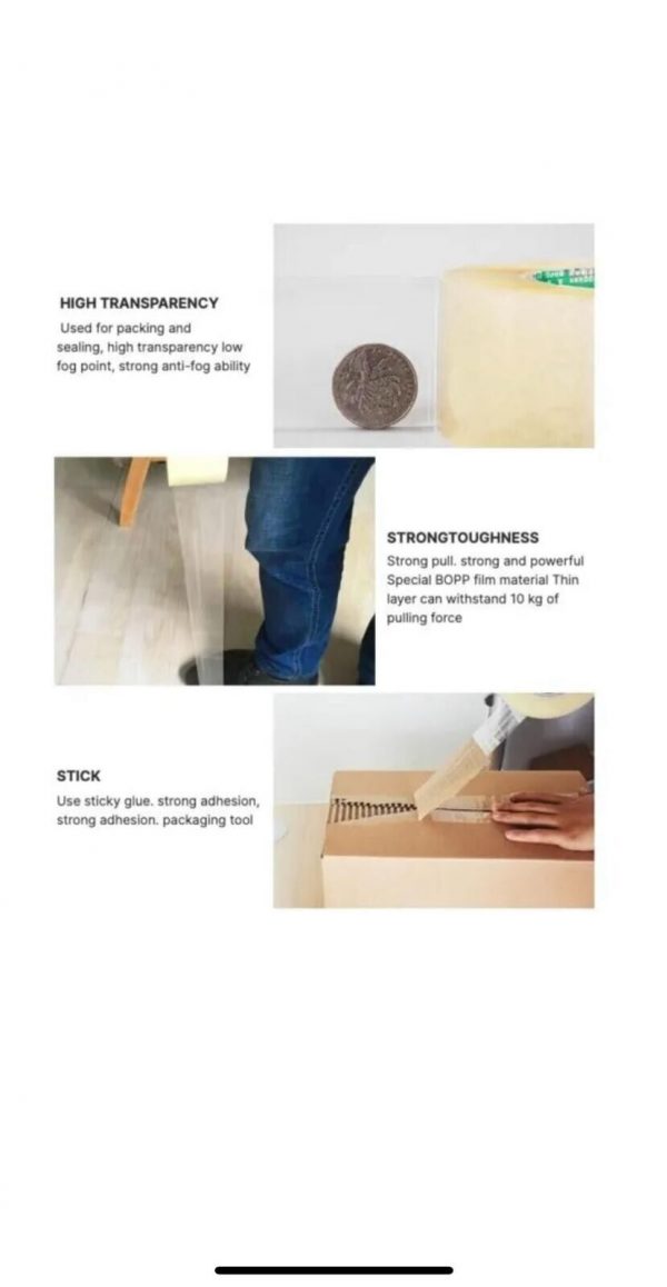 Pack of 6 Rolls  Shipping Packaging Box Packing Sealing Tape size 50 MM /  100M