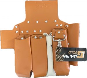 LEATHER GOLD Electrician Leather Multi Tool Holder Belt (4Pocket) Pouch