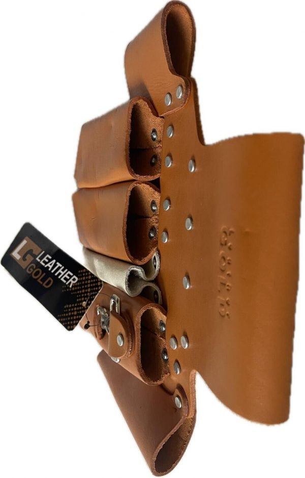 LEATHER GOLD Electrician Leather Multi Tool Holder Belt (4Pocket) Pouch