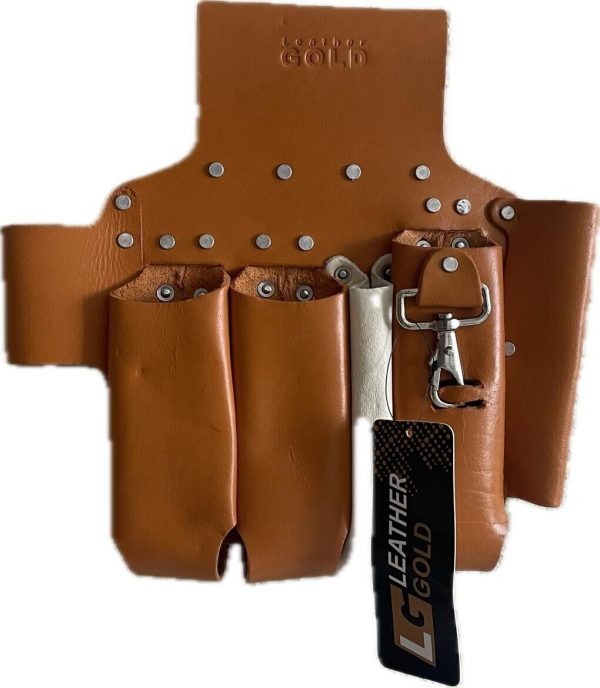 LEATHER GOLD  Electrician Leather Multi Tool  Holder Belt  (4Pocket) Pouch