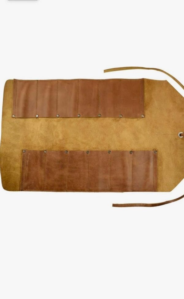 Leather Tool Roll Up Tool Kit Organiser , LeatherWrench Roll Chisel Pouch