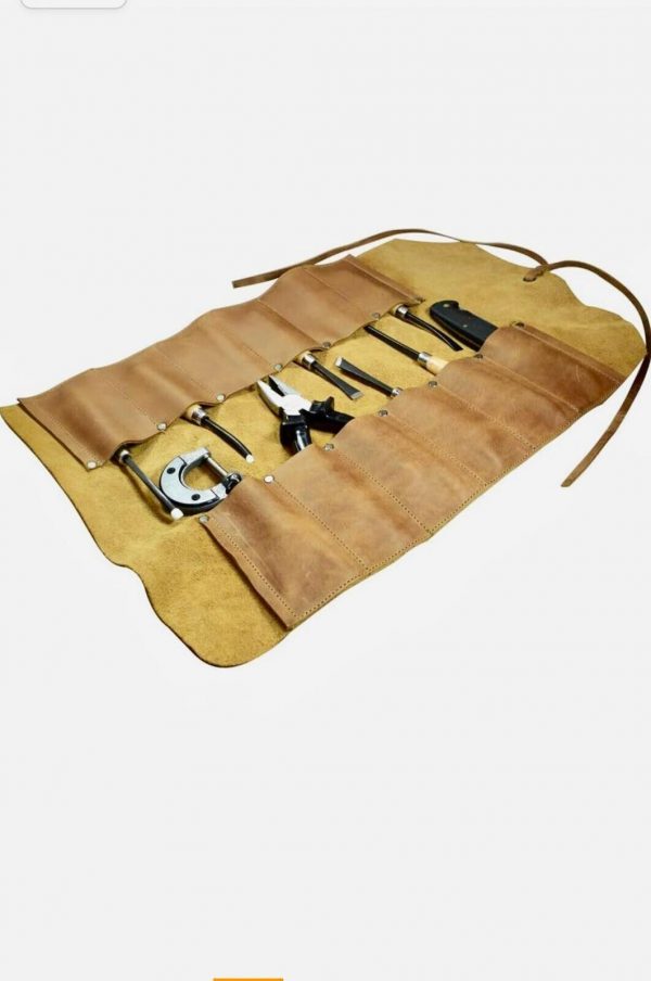 Leather Tool Roll Up Tool Kit Organiser , LeatherWrench Roll Chisel Pouch