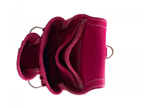VILLAGE LEATHER 10 Pocket  Pink Top Grain   Leather Carpenter Tool Pouch Bag