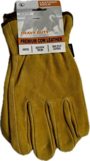 12 Pair Pack Men's Premium Cow Suede Leather   Driver Gloves, Work Gloves