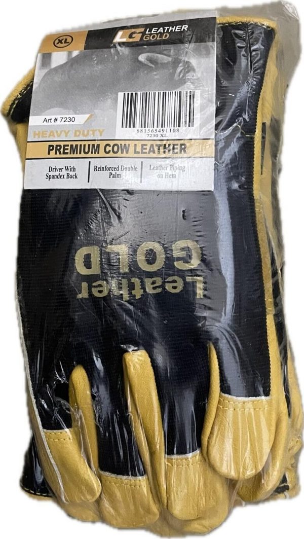 12 pair pack Top Grain Cow Leather  Men's work Leather and Fabric Gloves