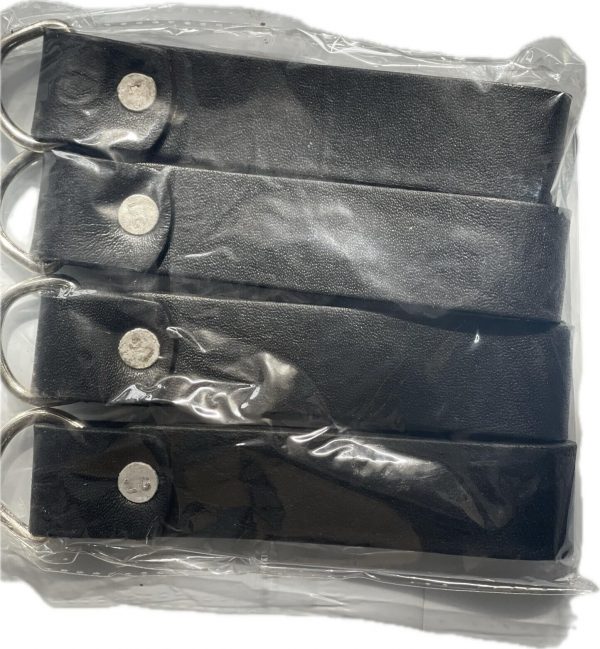 Leather Belt Loop Keychain or Traditional Keychain  with D-Ring (Black) 4 pack