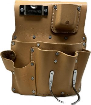 Leather  Gold 8 Pocket Flat-Right side Drywall Tool Pouch