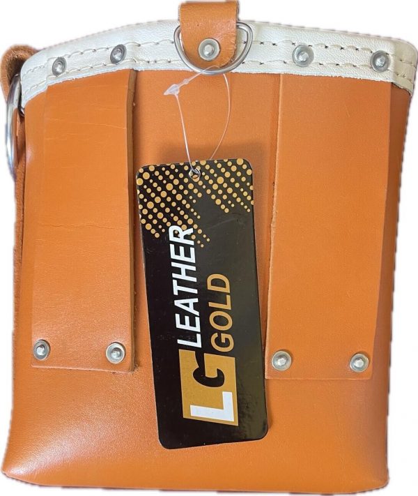 Leather Gold -ORN Bolt Bag with 2 Spud Wrench Holders, Wide Mouth | Ironworker