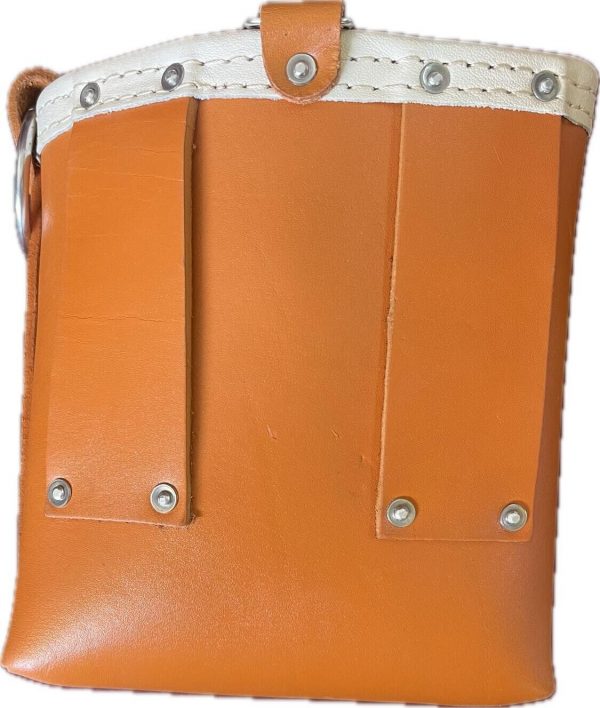 Leather Gold -ORN Bolt Bag with 2 Spud Wrench Holders, Wide Mouth | Ironworker