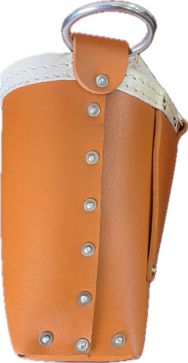 Leather Gold -ORN Bolt Bag with 2 Spud Wrench Holders, Wide Mouth | Ironworker