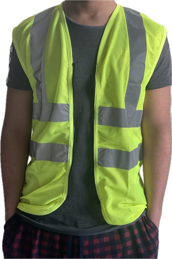 Mesh High Visibility Safety Vest, with zipper