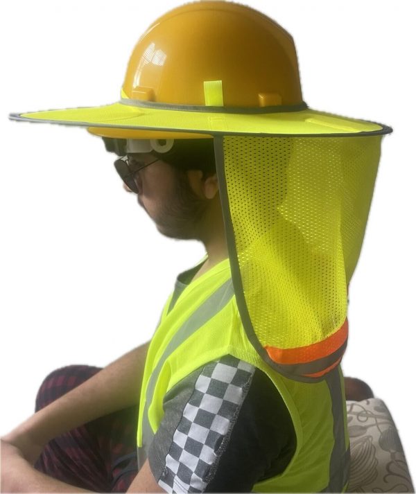 Hard Hat Sun Shade Visor for Full Brim Mesh Neck HI VIS REFLECTIVE STRIPE