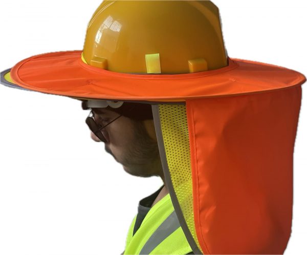 Hard Hat Sun Shade Visor for Full Brim Mesh Neck HI VIS REFLECTIVE STRIPE