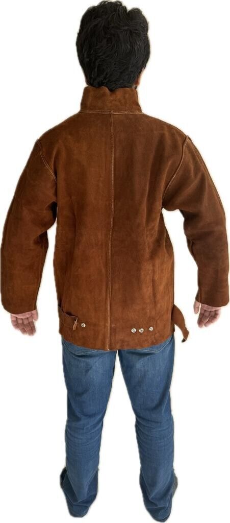 Leather Gold  Dark Brown Leather Welding Jacket