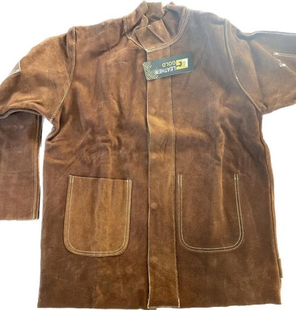 Leather Gold  Dark Brown Leather Welding Jacket