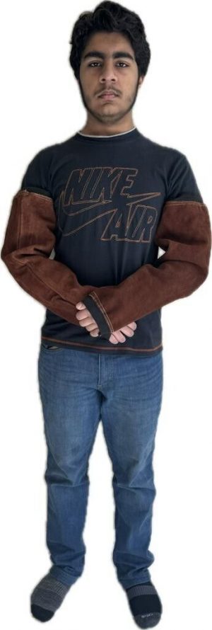Leather Gold Welding Sleeves Heat Flame Resistant Arm Protection for Welder
