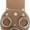 LEATHER  GOLD  Spud Wrench Holder with  Steel Rings