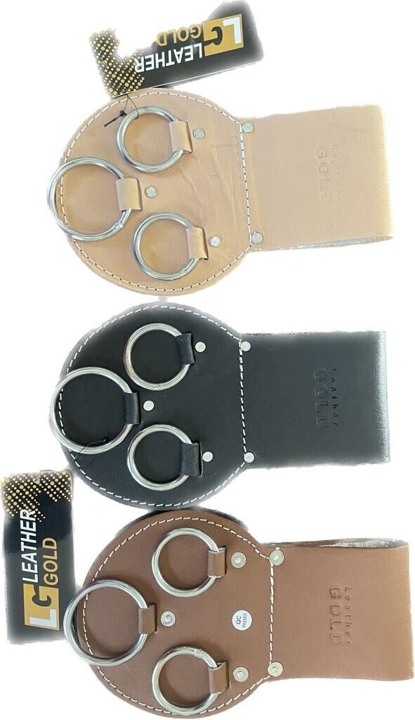 LEATHER  GOLD  Spud Wrench Holder with  Steel Rings