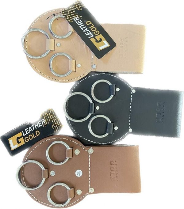LEATHER  GOLD  Spud Wrench Holder with  Steel Rings