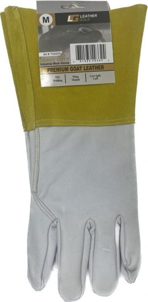 Leather Gold Top Grain  Goatskin Leather TIG Welding Gloves 6" cuff