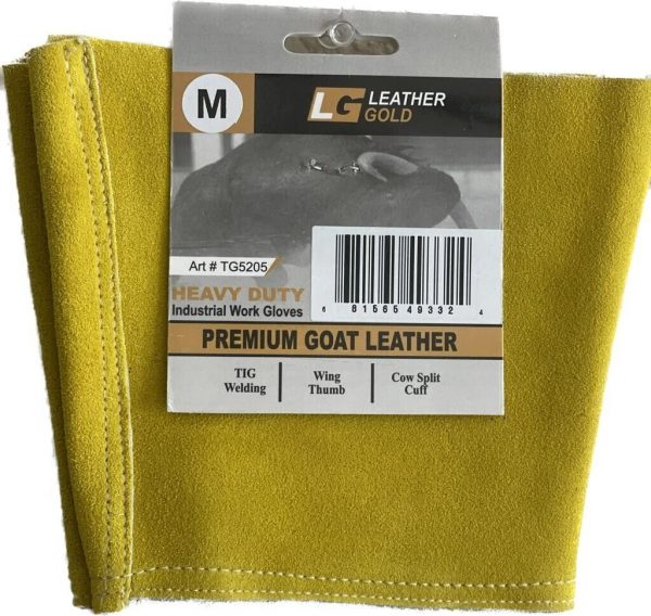 Leather Gold Top Grain  Goatskin Leather TIG Welding Gloves 6" cuff