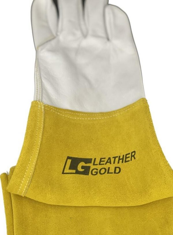 Leather Gold Top Grain  Goatskin Leather TIG Welding Gloves 6" cuff