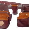 Leather Gold Genuine Leather Framer’s Rig Tool Belt,15 Pockets Sliding Pouches