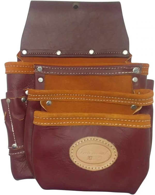 Leather Gold Genuine Leather Framer’s Rig Tool Belt,15 Pockets Sliding Pouches