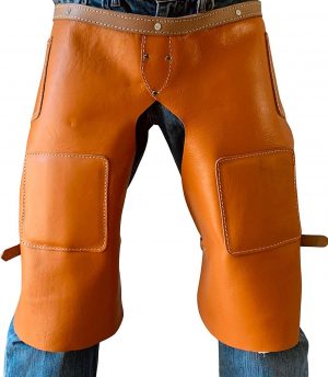 Leather Chaps, Apron, Orange Color for Work, Sports, Horse/Bike Gear, Saddle