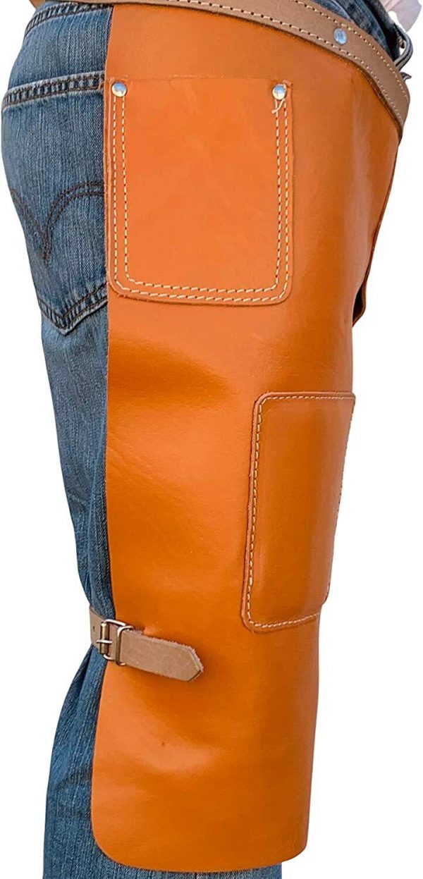 Leather Chaps, Apron, Orange Color for Work, Sports, Horse/Bike Gear, Saddle