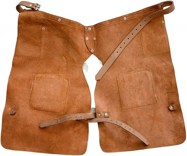 Leather Chaps, Apron, Orange Color for Work, Sports, Horse/Bike Gear, Saddle