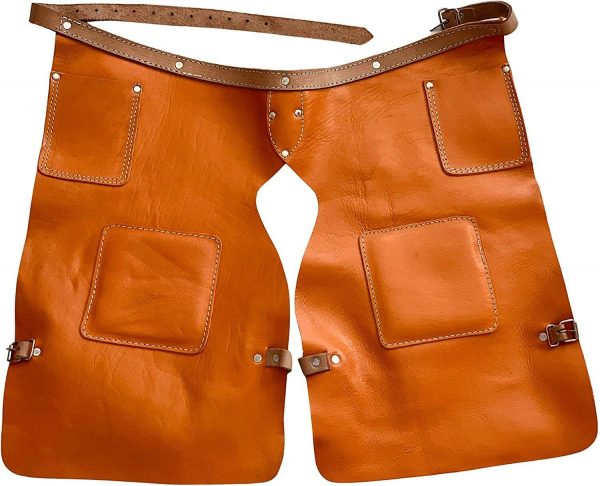 Leather Chaps, Apron, Orange Color for Work, Sports, Horse/Bike Gear, Saddle