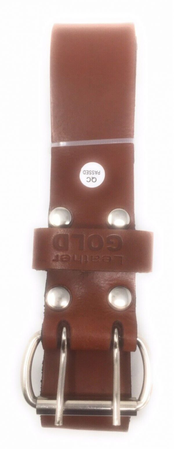 Leather Gold 2” Wide 4mm Thick100% Grain Leather Work Tool Belt Rust Free Buckle