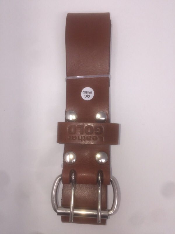 Leather Gold 2” Wide 4mm Thick100% Grain Leather Work Tool Belt Rust Free Buckle