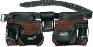 LEATHER GOLD Genuine Finished Leather Framer’s adjustable Rig, Tool Belt 3450