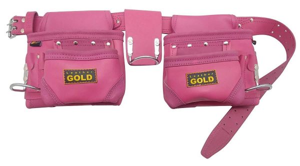 LEATHER GOLD Genuine Finished Leather Framer’s adjustable Rig, Tool Belt 3450