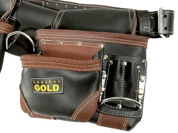 LEATHER GOLD Genuine Finished Leather Framer’s adjustable Rig, Tool Belt 3450