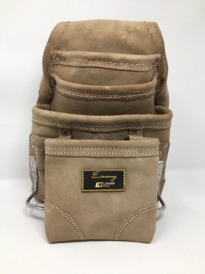 Leather Gold Economy 10-Pocket Suede Leather Carpenter Tool Bag & Storage Pouch.