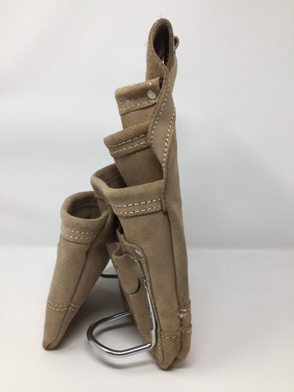 Leather Gold Economy 10-Pocket Suede Leather Carpenter Tool Bag & Storage Pouch.