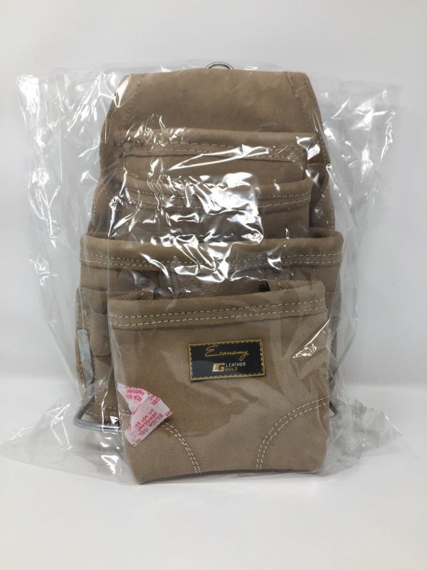 Leather Gold Economy 10-Pocket Suede Leather Carpenter Tool Bag & Storage Pouch.