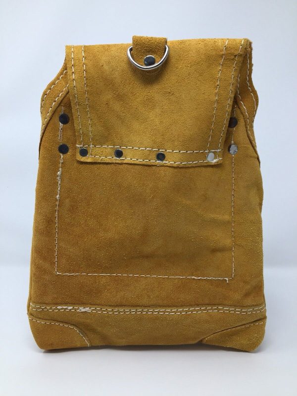 Leather Gold Economy 10-Pocket Suede Leather Carpenter Tool Bag & Storage Pouch.